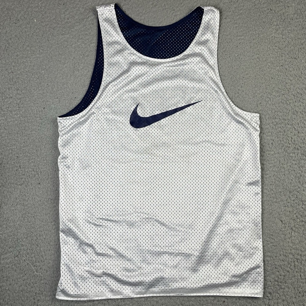 Vintage Nike Jersey Reversible 90s White Navy Blue Basketball Sleeveless